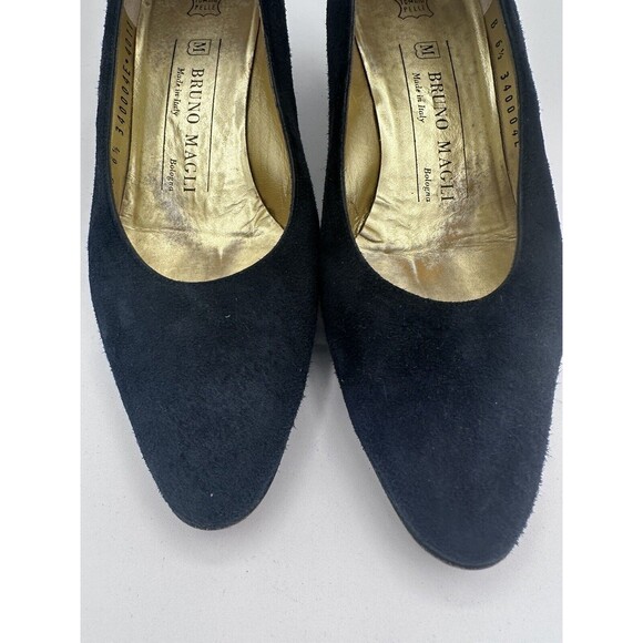 Vintage Italian Bruno Magli Dark Navy Suede Pump 6.5 - Picture 4 of 9